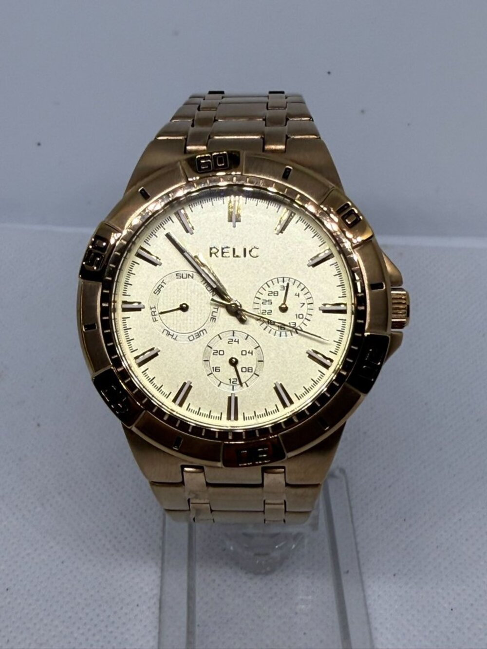Relic ZR12554 Daley Men's 44mm Rose Gold-Tone Multifunction Day Date Watch